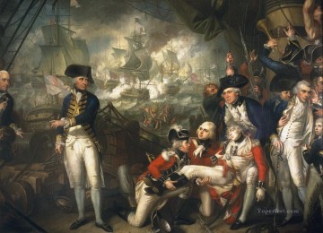 Lord Howe en la cubierta del HMS Queen Charlotte 1794 Batallas navales Pinturas al óleo